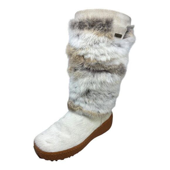 Oscar Sport Genuine Fur Cream Suede Apres‑Ski Mid Calf Boots - Picture 3 of 11